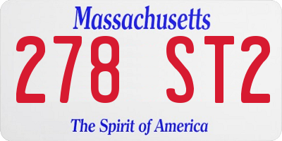 MA license plate 278ST2