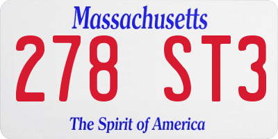 MA license plate 278ST3