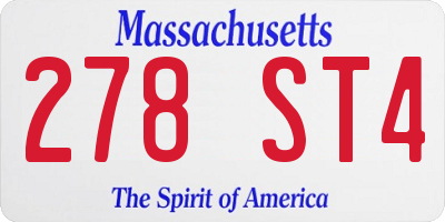 MA license plate 278ST4