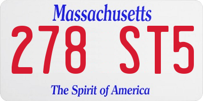 MA license plate 278ST5