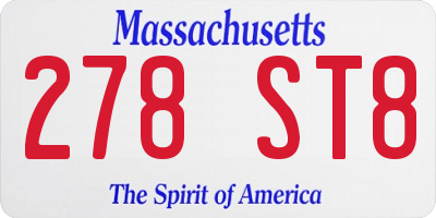 MA license plate 278ST8