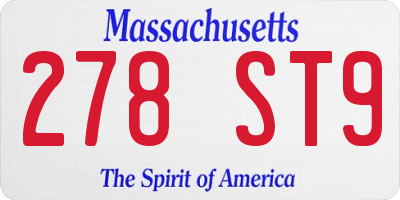 MA license plate 278ST9