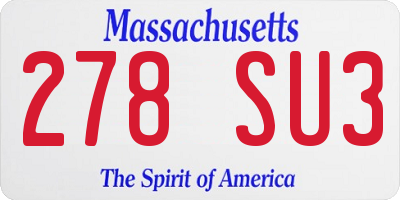 MA license plate 278SU3