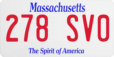 MA license plate 278SV0