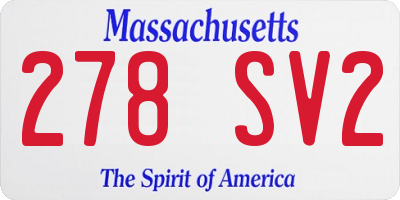 MA license plate 278SV2