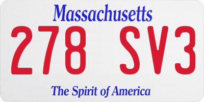 MA license plate 278SV3
