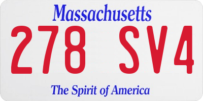 MA license plate 278SV4