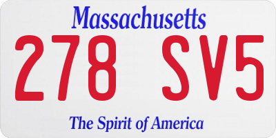 MA license plate 278SV5