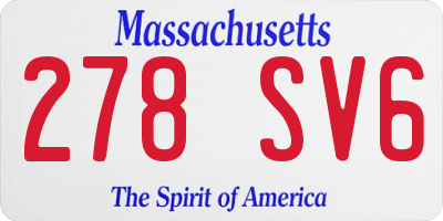 MA license plate 278SV6