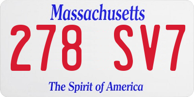 MA license plate 278SV7