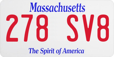 MA license plate 278SV8