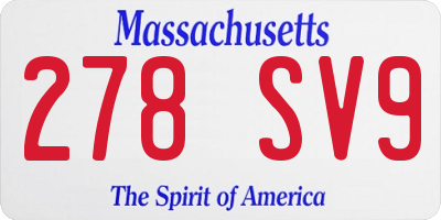 MA license plate 278SV9