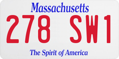 MA license plate 278SW1