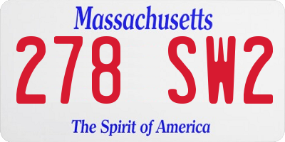 MA license plate 278SW2