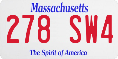 MA license plate 278SW4