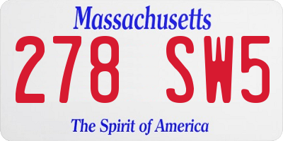 MA license plate 278SW5