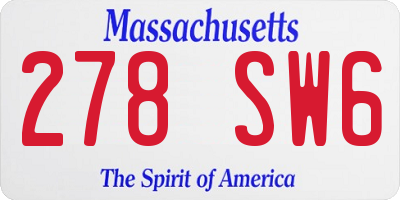 MA license plate 278SW6
