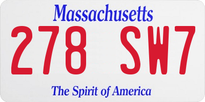 MA license plate 278SW7