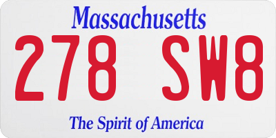 MA license plate 278SW8