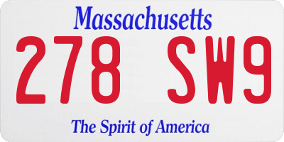 MA license plate 278SW9