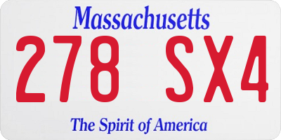 MA license plate 278SX4