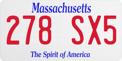 MA license plate 278SX5