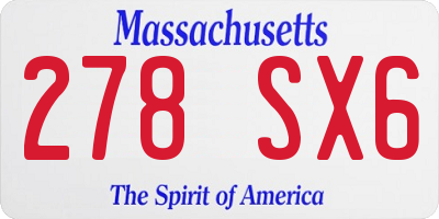 MA license plate 278SX6