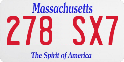 MA license plate 278SX7