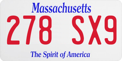 MA license plate 278SX9