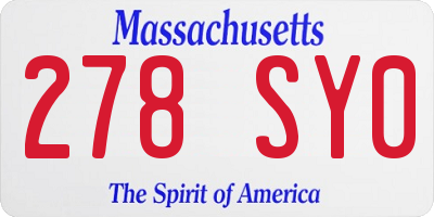 MA license plate 278SY0