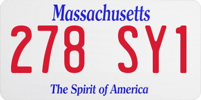 MA license plate 278SY1