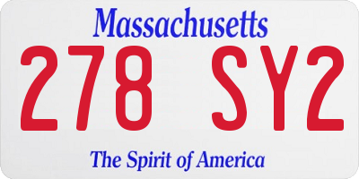 MA license plate 278SY2