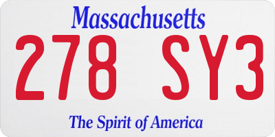 MA license plate 278SY3