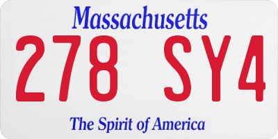 MA license plate 278SY4