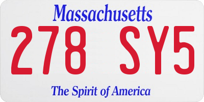MA license plate 278SY5