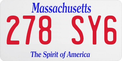 MA license plate 278SY6