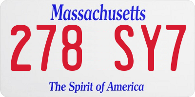 MA license plate 278SY7