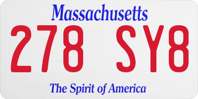 MA license plate 278SY8