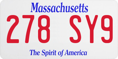 MA license plate 278SY9