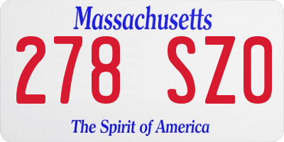 MA license plate 278SZ0