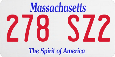 MA license plate 278SZ2