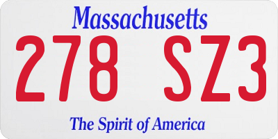 MA license plate 278SZ3