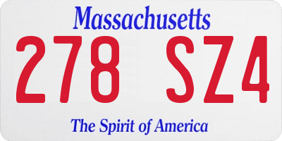 MA license plate 278SZ4