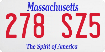 MA license plate 278SZ5