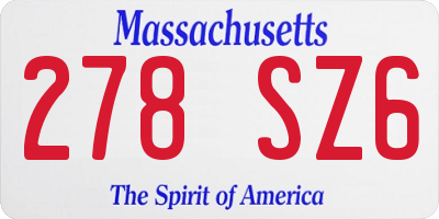 MA license plate 278SZ6