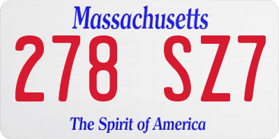 MA license plate 278SZ7