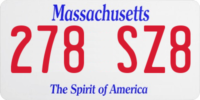 MA license plate 278SZ8