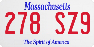 MA license plate 278SZ9