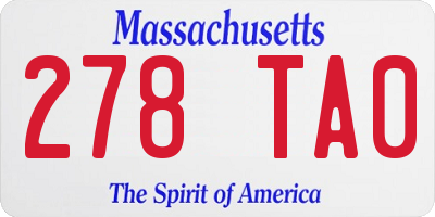 MA license plate 278TA0
