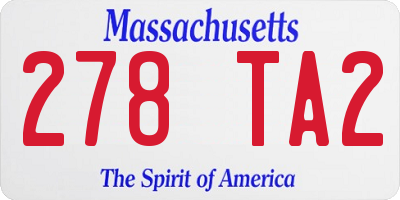 MA license plate 278TA2